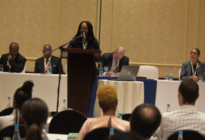 Kanayo Awani, Managing Director, Intra-African Trade Initiative, Afreximbank, addressing guests during the conference in Gaborone.